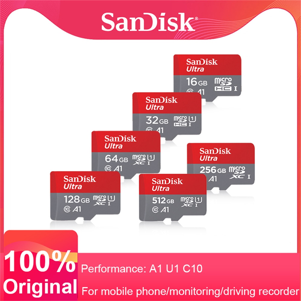 100% Original Sandisk Ultra Micro SD Card 100%  Sandisk Ʈ ũ SD ī, ޴ PC,  A1 C10 ÷ ޸ TF ī, 32GB, 64GB
